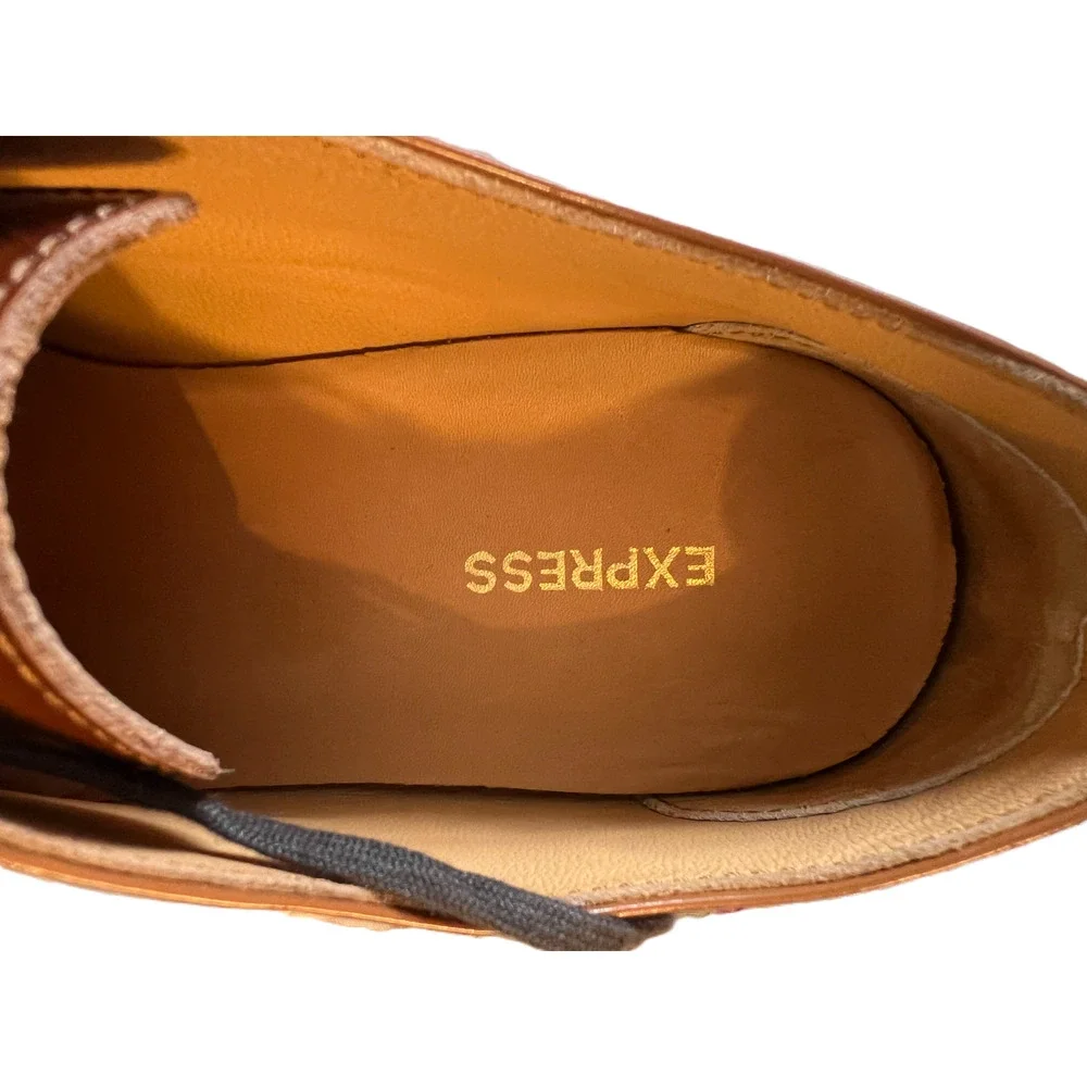 Express Shoes Mens Size 8 Brown Leather Upper Oxford Lace Up  display picture 1